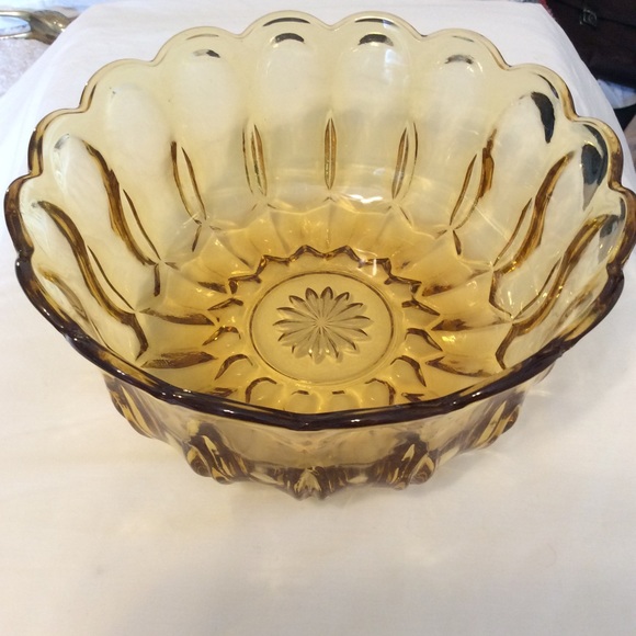 Amber scalloped rim Depression glass bowl set 3 pc - Picture 2 of 12